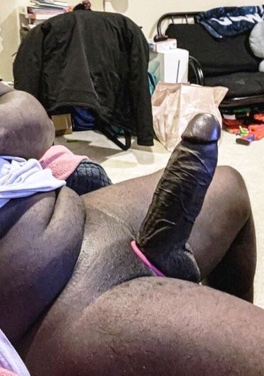 NSFW pic of my boyfriend's big Black dick I love to suck every night or ride cowgirl on till he fills me with his load of hot cum